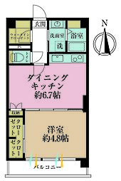パール世田谷 1DKの間取図画像