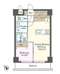 新大塚タウンプラザ 1LDKの間取図画像