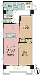 パラスト芦花公園 2LDKの間取図画像