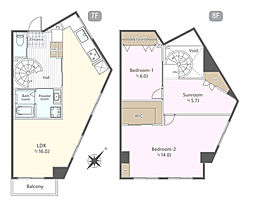 シャトレー渋谷 2LDKの間取図画像