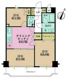 リブゼ鶴見 3DKの間取図画像