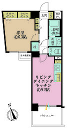 コスモプレイス鶴見中央 1LDKの間取図画像