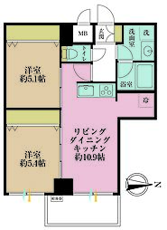 ライオンズマンション大森本町 2LDKの間取図画像