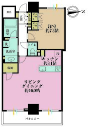 ブリリアタワー川崎 1LDKの間取図画像