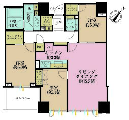 スカイフォレストレジデンス 3LDKの間取図画像