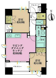 イクシア横浜鶴見 2LDKの間取図画像