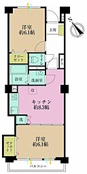 大森フラワーマンション 2DKの間取図画像