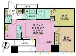 シティタワー新宿新都心 1SLDKの間取図画像