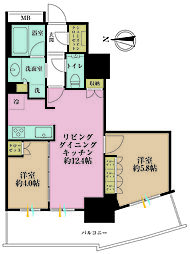 ルミナリータワー池袋 2LDKの間取図画像