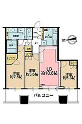芝パーク・タワー 3LDKの間取図画像