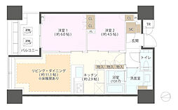 白金ザ・スカイ東棟 2LDKの間取図画像