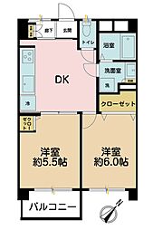 トーア不動前マンション 2DKの間取図画像