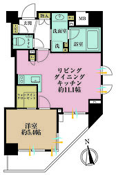 クレヴィア南麻布 1LDKの間取図画像