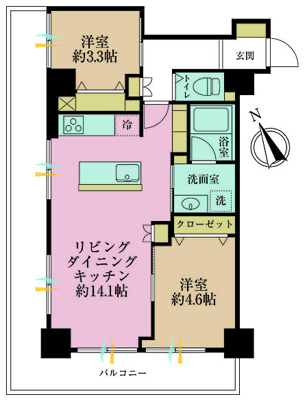 2LDK 間取り