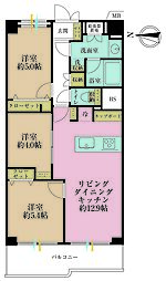 横浜スカイハイツ 3LDKの間取図画像