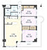 間取り：3LDK、専有面積73.47m2、バルコニー面積12.59m2