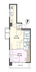 東高ペアシティ 1LDKの間取図画像