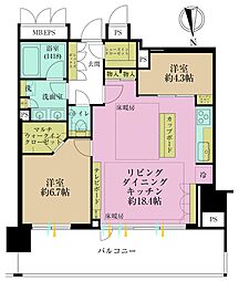 パークホームズ南麻布ザレジデンス 2LDKの間取図画像