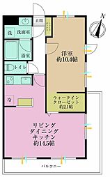 セザール長原 1LDKの間取図画像