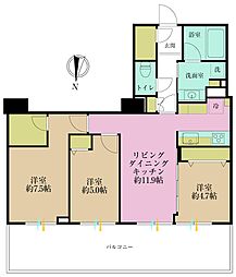 芝浦アイランドケープタワー 3LDKの間取図画像