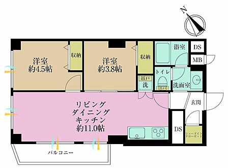 2LDK 間取り