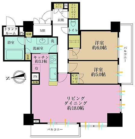 2LDK 間取り