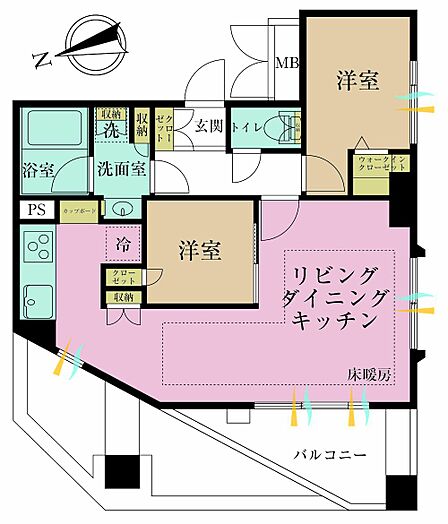 2LDK 間取り
