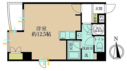 ワンルーム、専有面積32.97?、バルコニー面積3?