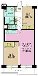 ネオコーポ山下 2LDKの間取図画像