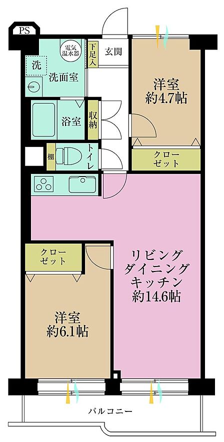 2LDK 間取り