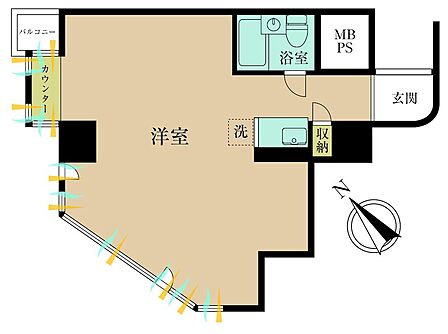 ワンルーム、専有面積32.12?