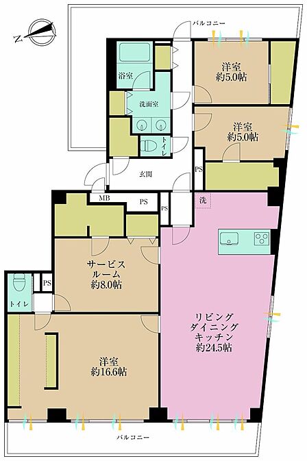 3LDK+S、専有面積138.32?、バルコニー面積11.35?