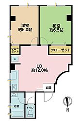 新倉マンション 2DKの間取図画像