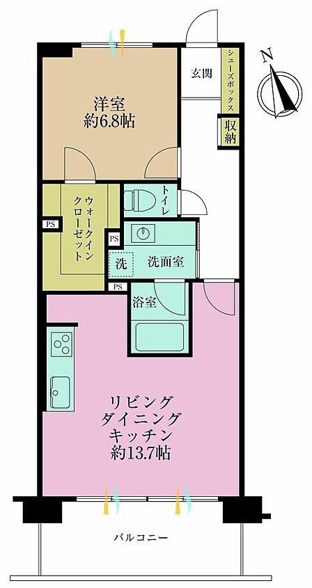 1LDK、専有面積55.86?