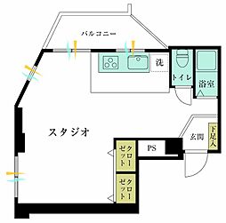 グリーンキャピタル広尾 ワンルームの間取図画像