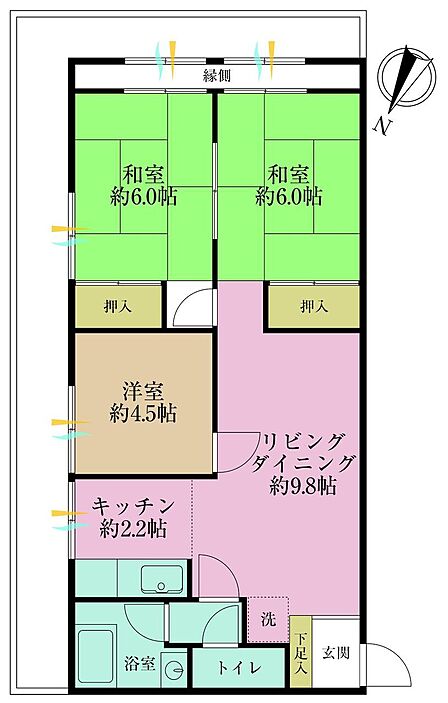 3LDK、専有面積63.26?