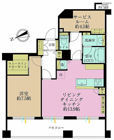 1LDK+S、専有面積61.12?、バルコニー面積10.7?