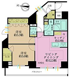 ウィルレーナ目白 2LDKの間取図画像