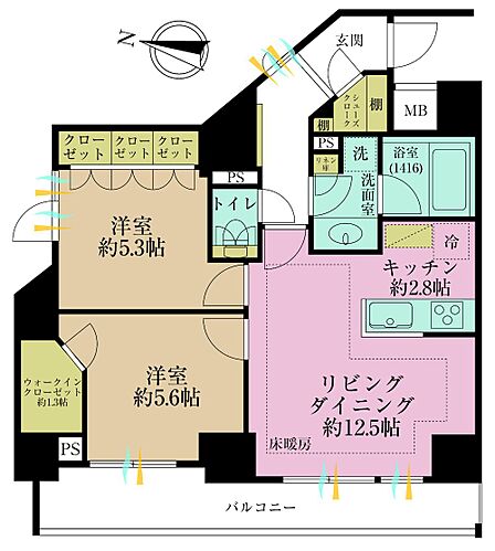 2LDK 間取り