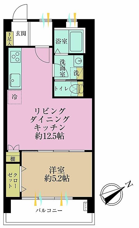 1LDK、専有面積40.5?、バルコニー面積4.3?