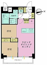 トーア早稲田マンション 2LDKの間取図画像