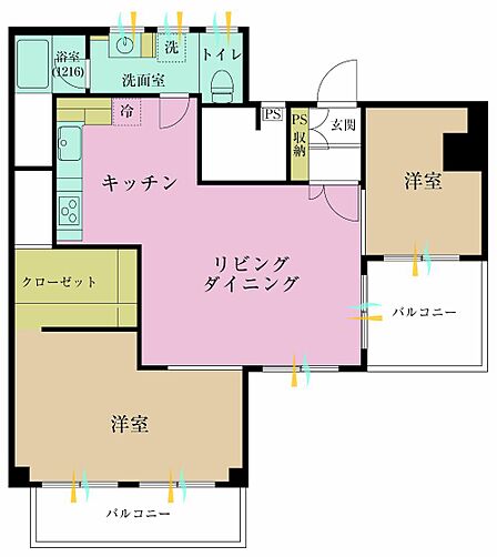 2LDK、専有面積73.5?