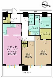 ザ・ヨコハマタワーズタワーイースト 2LDKの間取図画像