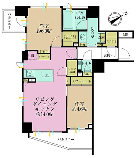 2LDK 間取り