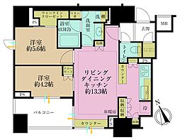 リビオレゾン新橋nex 2LDKの間取図画像