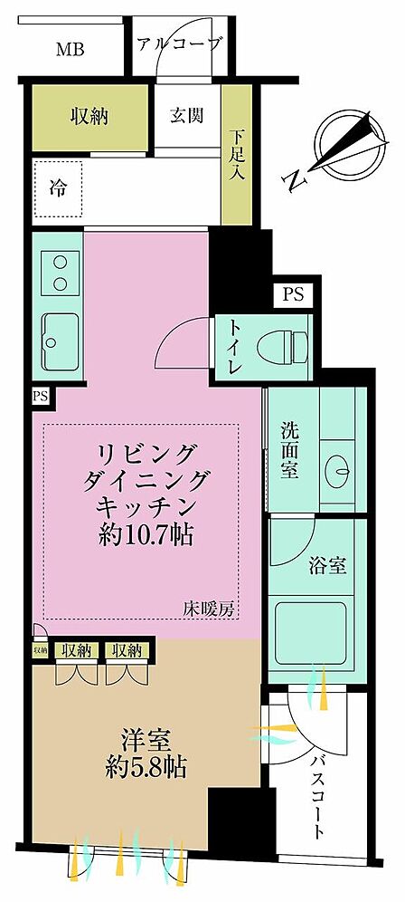 1LDK、価格5180万円、専有面積38.15?