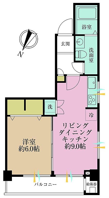 1LDK、専有面積36.99?、バルコニー面積4.6?