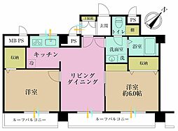 ライオンズマンション東白楽第2 2LDKの間取図画像
