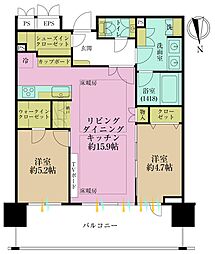 パークホームズ南麻布ザレジデンス 2LDKの間取図画像