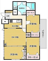 ダイアパレス新神戸 3LDKの間取図画像